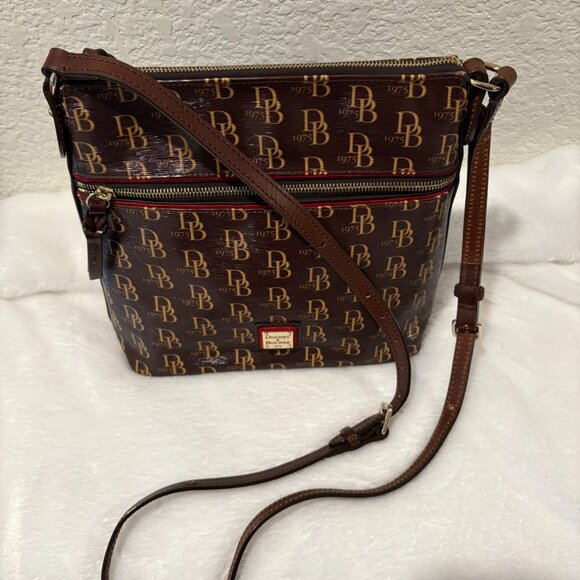 Dooney & Bourke Monogram Coated Canvas With Leather Trim  Bag - Picture 2 of 10